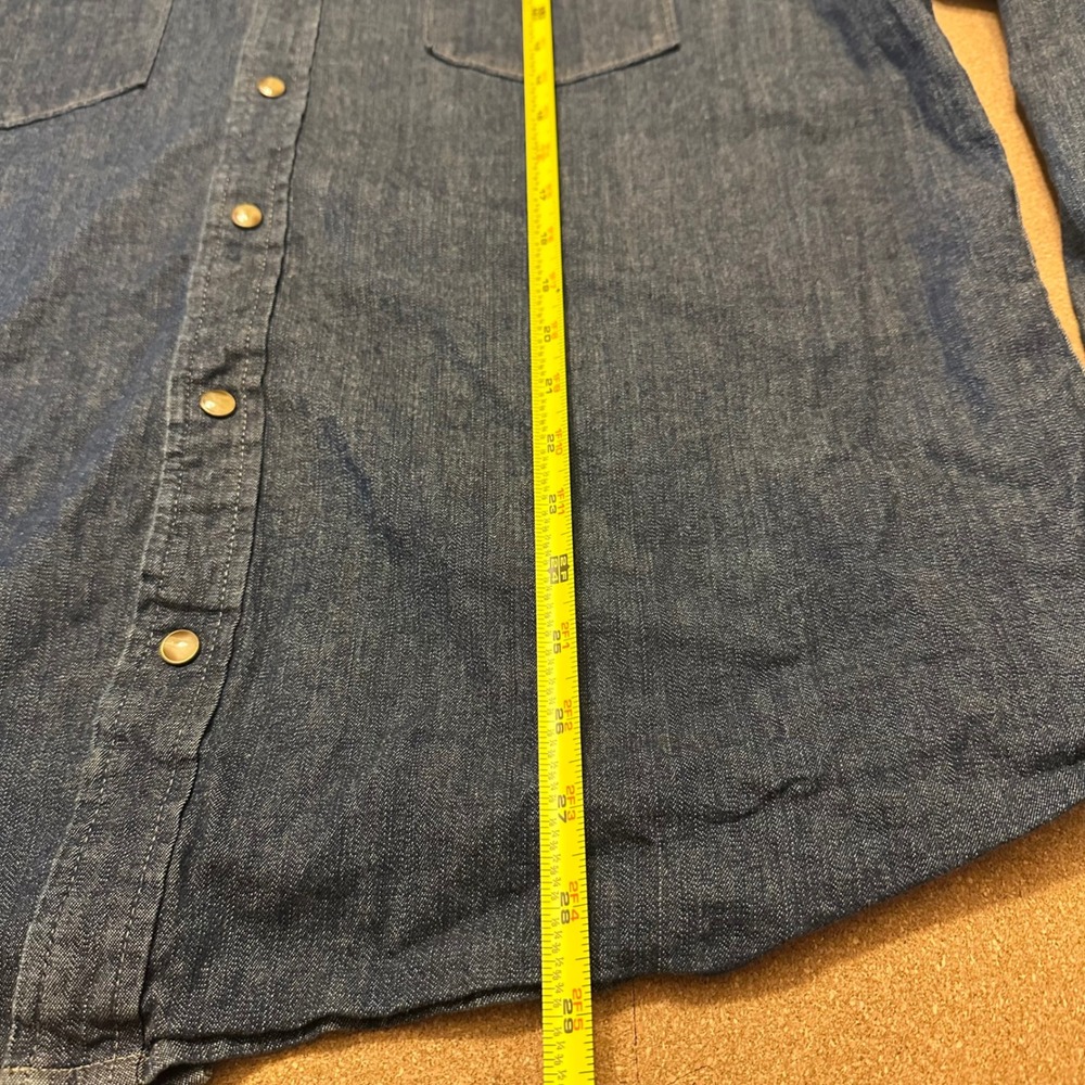 Wrangler Denim Western Shirt Men XL Blue Pearl Snap Long Sleeve Workwear Classic - Picture 4 of 7